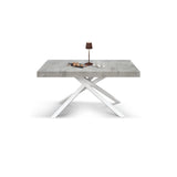 tavolo forte dei marmi grigio cemento allungabile con base bianca 180×90 cm – 260×90 cm, tavolo elegante adatto a sala da...