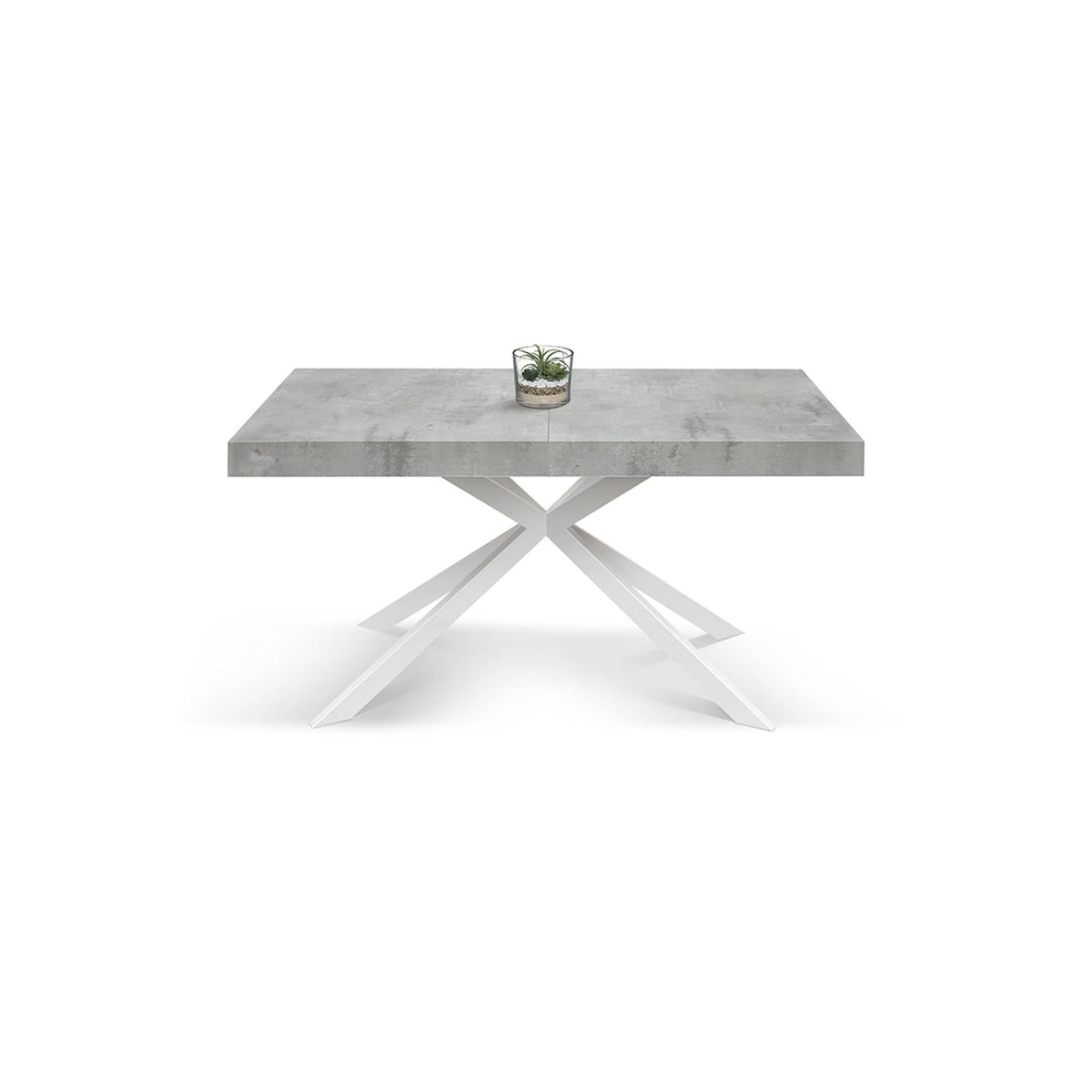 tavolo camaiore in legno, finitura grigio cemento e base a x in metallo bianco, allungabile 180×90 cm – 260×90 cm, tavolo...