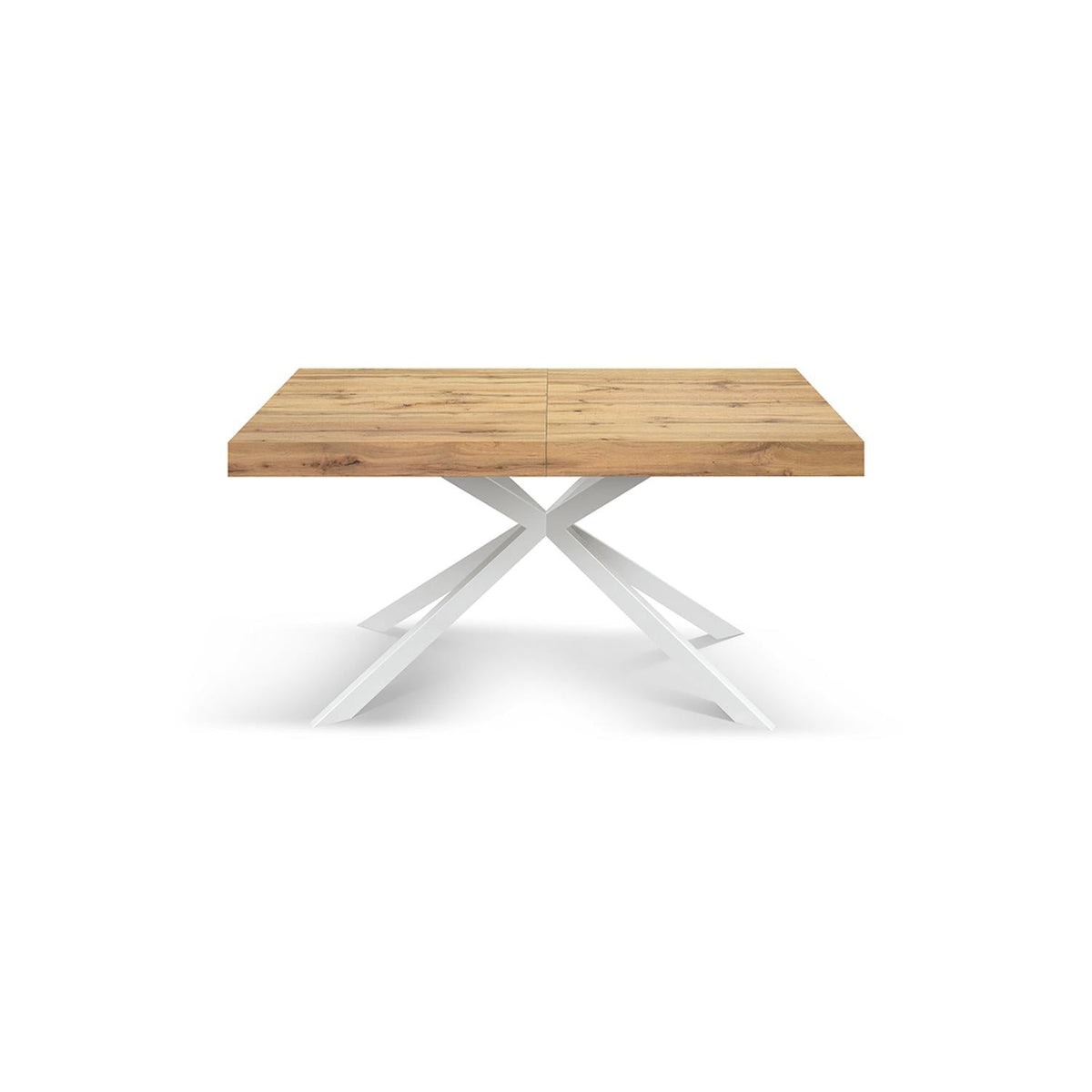 tavolo camaiore in legno, finitura rovere rustico e base a x in metallo bianco, allungabile 180×90 cm – 260×90 cm, tavolo...