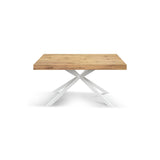 tavolo camaiore in legno, finitura rovere rustico e base a x in metallo bianco, allungabile 180×90 cm – 260×90 cm, tavolo...