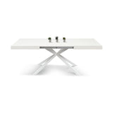tavolo camaiore in legno, finitura bianco frassinato e base a x in metallo bianco, allungabile 180×90 cm – 260×90 cm,...