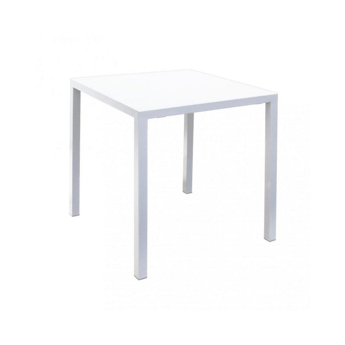 tavolo marsiglia in metallo bianco 70×70 cm, impilabile, tavolino da giardino ideale per relax all’aperto