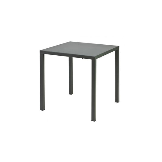 tavolo tolone in metallo antracite 80×80 cm, impilabile, dettaglio dei materiali trattati per uso esterno