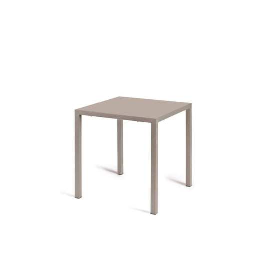 tavolo tolone in metallo tortora 80×80 cm, impilabile, tavolo da giardino perfetto per pranzi all’aperto