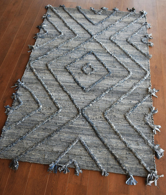 tappeto worgan blu/avorio, colore blu/avorio, taglia 160 x 230. materiali naturali e sostenibili per un comfort ecologico e duraturo