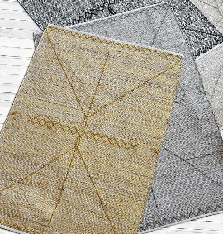 tappeto jiazi oro, colore oro, taglia 160 x 230. materiali naturali e sostenibili per un comfort ecologico e duraturo