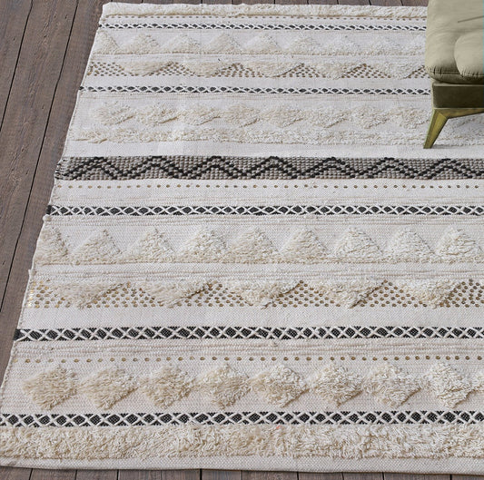 tappeto lenity avorio, colore avorio, taglia 120 x 180. materiali naturali e sostenibili per un comfort ecologico e duraturo