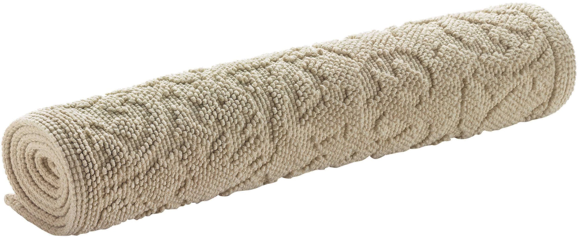 tappeto da bagno gilda lino, colore lino, taglia 54 x 110. vista dall’alto del tappeto da bagno su sfondo bianco