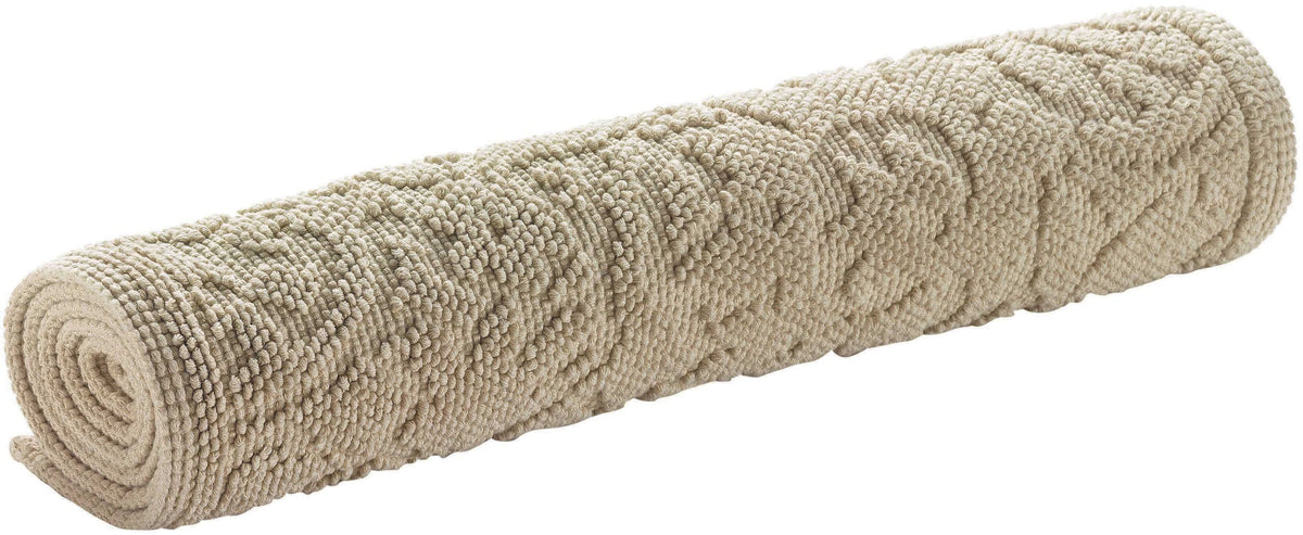 tappeto da bagno gilda lino, colore lino, taglia 54 x 110. vista dall’alto del tappeto da bagno su sfondo bianco