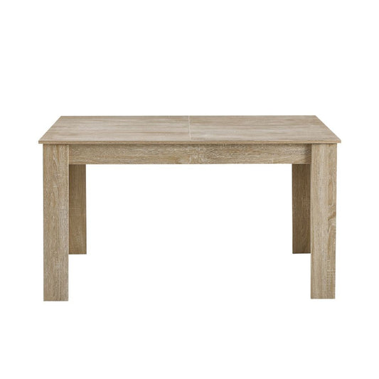 tavolo allungabile tony colore rovere 140x90x78 cm., dettaglio della superficie allungata e gambe robuste