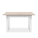 tavolo allungabile houston 80b con struttura bianca e piano sabbia 120x75x80 cm., vista ambientata in spazi open space moderni