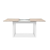 tavolo allungabile houston 80b con struttura bianca e piano sabbia 120x75x80 cm., ideale per ospitare numerosi commensali