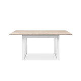 tavolo allungabile houston 80b con struttura bianca e piano sabbia 120x75x80 cm., linee eleganti per arredamenti contemporanei