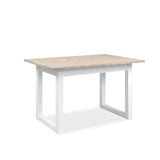 tavolo allungabile houston 80b con struttura bianca e piano sabbia 120x75x80 cm., design pratico per cene e riunioni