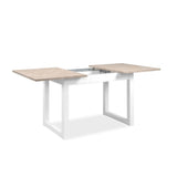 tavolo allungabile houston 80b con struttura bianca e piano sabbia 120x75x80 cm., finitura di qualità per uso quotidiano