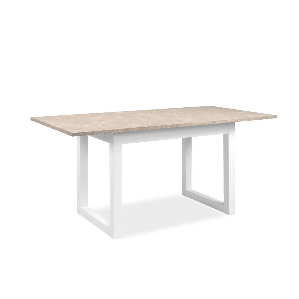 tavolo allungabile houston 80b con struttura bianca e piano sabbia 120x75x80 cm., perfetto per grandi famiglie o cene festive