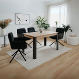 tavolo allungabile tolosa 80b colore rovere e gambe nere 150x75x80 cm., vista ambientata in spazi open space moderni