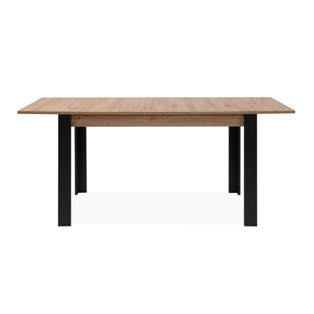 tavolo allungabile tolosa 80b colore rovere e gambe nere 150x75x80 cm., design pratico per cene e riunioni