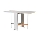 tavolo pieghevole salvaspazio mati 74x136 colore bianco frassinato, tavolo rettangolare ampio per cucina o soggiorno