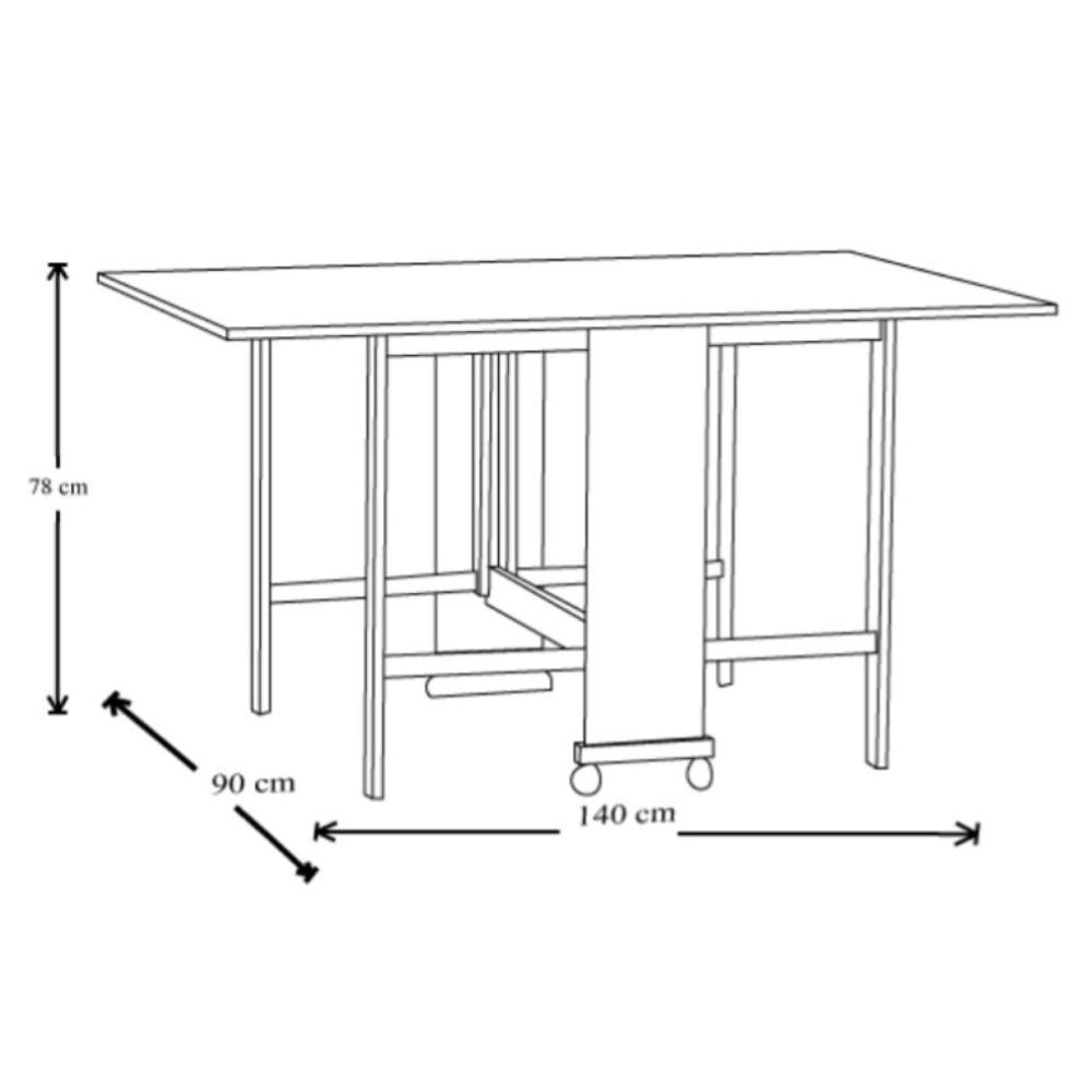 tavolo salvaspazio trio pieghevole 140x90x78 cm colore bianco frassinato, ideale per ospitare numerosi commensali