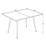 tavolo girevole allungabile lilis con piano colore bianco frassinato e gambe in metallo nere, perfetto per grandi famiglie o cene festive