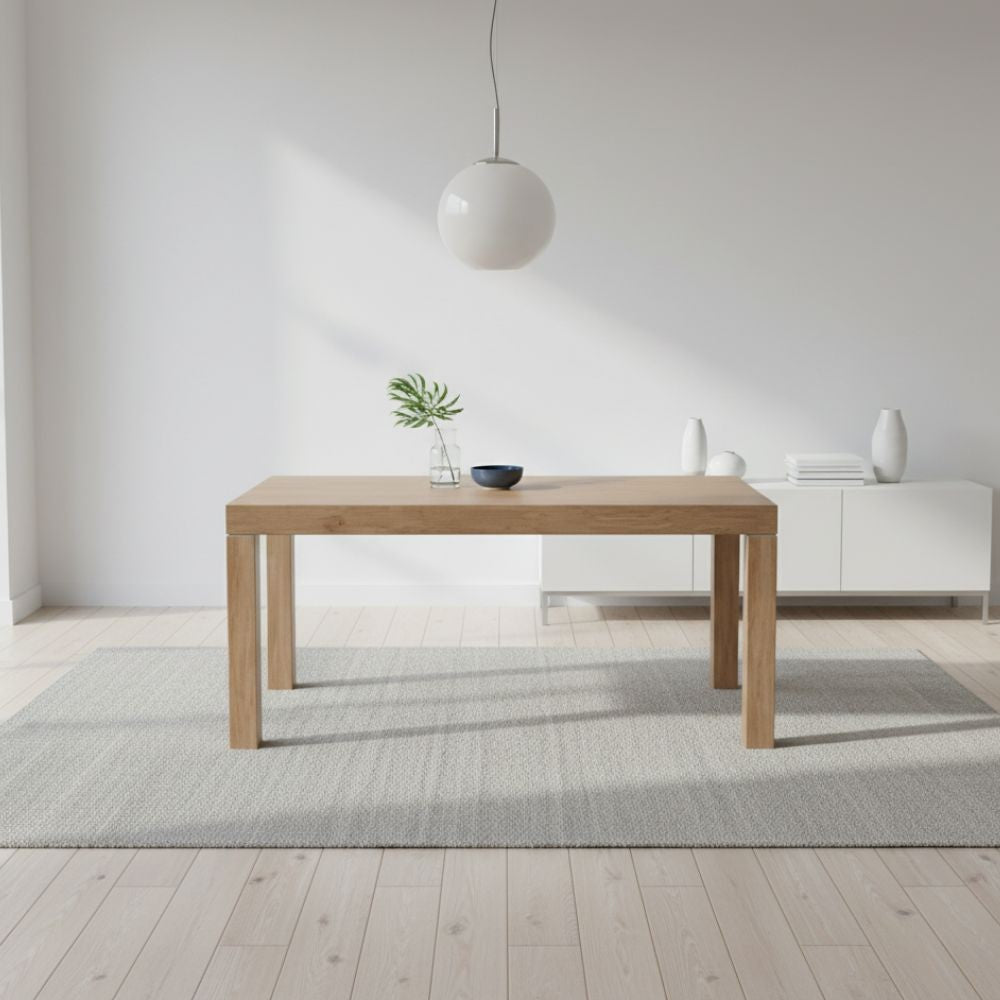 tavolo imab piana t08 in rovere decapato con 4 allunghe 160x90x74.6 h cm., tavolo rettangolare ampio per cucina o soggiorno