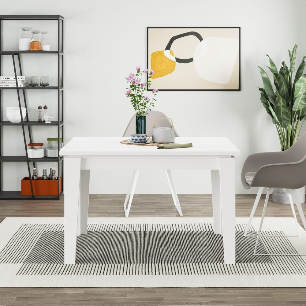 tavolo allungabile megaron bianco 120x80 cm, vista ambientata in spazi open space moderni