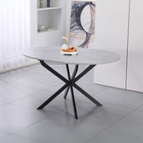 tavolo rotondo allungabile rut con piano colore cemento e gambe in metallo nero, tavolo rotondo ideale per conversazioni conviviali