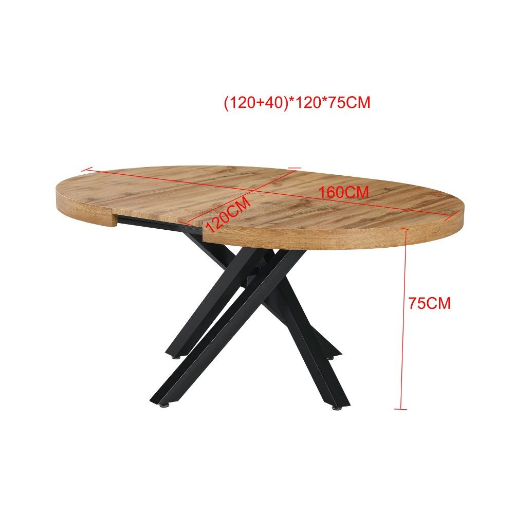 tavolo allungabile raven con piano colore cemento e gambe in metallo nero, design compatto ma funzionale