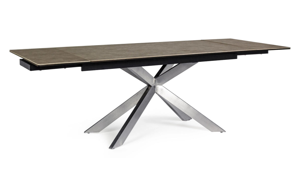 tavolo allungabile arzachel in acciaio inox e vetroceramica 160×90 – 240x90, tavolo elegante adatto a sala da pranzo o cucina