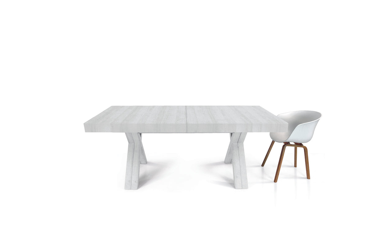 tavolo gallipoli in legno nobilitato bianco consumato allungabile 160×90 cm – 410×90 cm (gambe x), tavolo elegante adatto a...