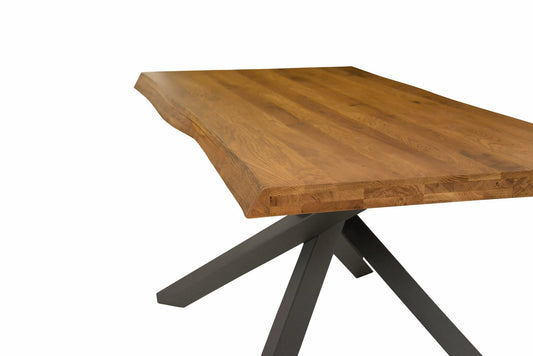 tavolo bolgheri massello rovere nodato sp. 6 180×90 cm (grano), dettaglio della struttura in legno o metallo