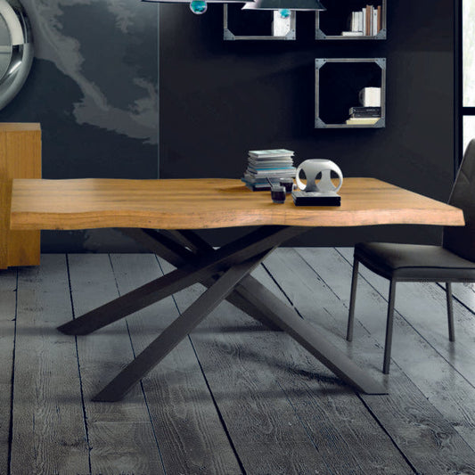 tavolo bolgheri massello rovere nodato sp. 6 250×100 cm (grano), dettaglio della struttura in legno o metallo