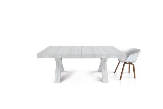 tavolo gallipoli in legno nobilitato bianco consumato allungabile 180×100 cm – 480×100 cm (gambe x), tavolo elegante adatto...