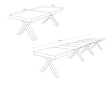 tavolo gallipoli in legno nobilitato finitura beton allungabile 180×100 cm – 480×100 cm (gambe x), superficie resistente e...
