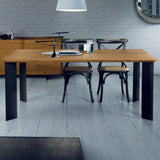 tavolo parioli massello rovere nodato sp. 4 180×90 cm (grano) con gambe tradizionali, dettaglio della struttura in legno o...