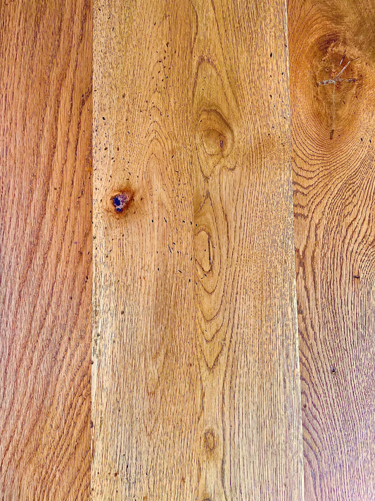 tavolo parioli massello rovere nodato e vetro sp. 4 160×90 cm (grano), dettaglio della struttura in legno o metallo