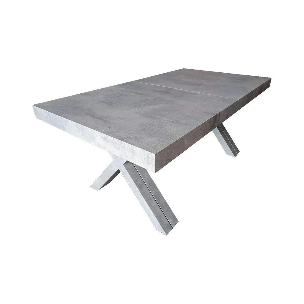 tavolo gallipoli in legno nobilitato finitura beton allungabile 160×90 cm – 410×90 cm (gambe x), tavolo elegante adatto a...