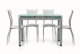 tavolo rapallo in metallo grigio con piano in vetro bianco allungabile 110×70 cm, tavolo elegante adatto a sala da pranzo o...