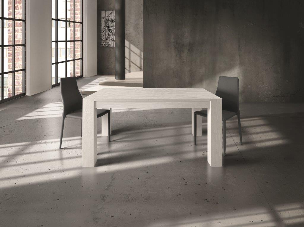 tavolo navigli rovere bianco spazzolato allungabile 140×90 cm – 220×90 cm, tavolo elegante adatto a sala da pranzo o cucina