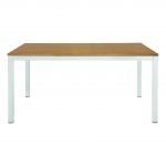 tavolo portofino rovere e metallo allungabile a libro 90×90 cm – 180×90 cm, vista ambientata con sedie abbinate