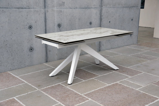 tavolo tribeca vetroceramica effetto marmo bianco allungabile 160×90 cm – 240×90 cm gambe a v, tavolo elegante adatto a sala...