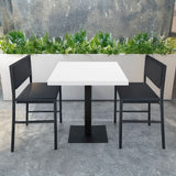 tavolo quadrato key 80x80 base nera e piano bianco, tavolo quadrato compatto per ambienti moderni