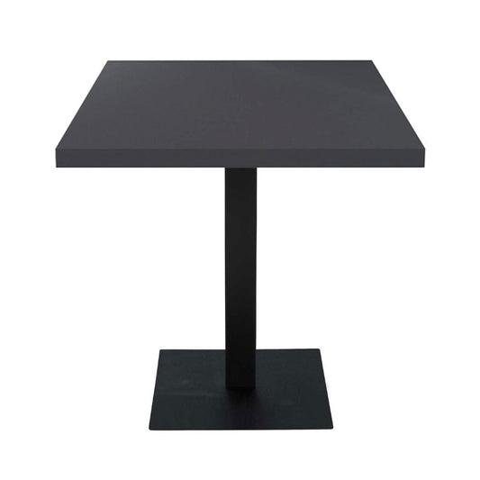 tavolo quadrato key 80x80 base nera e piano antracite, dettaglio della superficie e delle gambe robuste