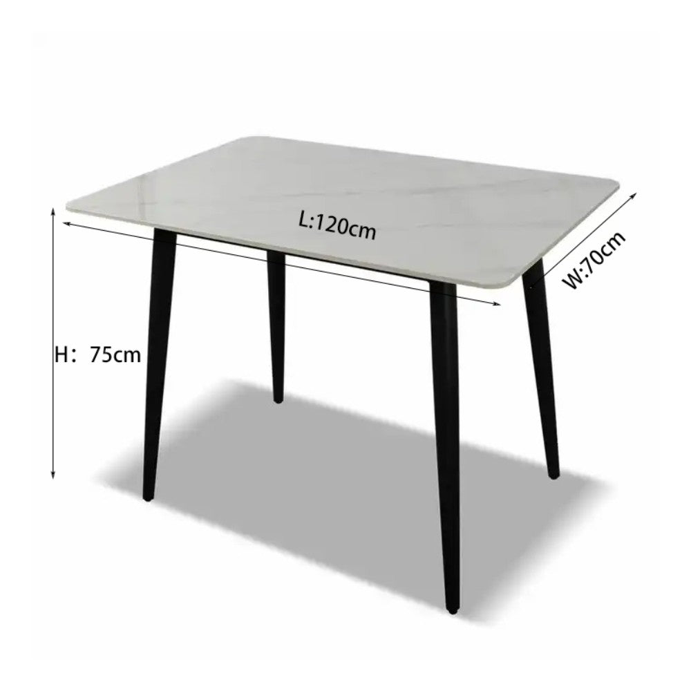 tavolo brot 120x70x75 cm con piano bianco lucido e gambe nere, design pratico per cene e riunioni