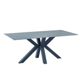 tavolo germany 180x90 piano ceramica effetto marmo grigio opaco e gambe nere, dettaglio della superficie allungata e gambe robuste