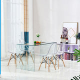 tavolo scrivania tamerice in vetro temperato 125x70x75 cm., dettaglio della superficie allungata e gambe robuste