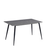 tavolo mila 140x80 con top in ceramica effetto marmo grigio opaco e gambe in metallo nero, linee eleganti per arredamenti contemporanei
