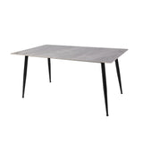tavolo mila 160x90 top in ceramica effetto marmo grigio lucido con gambe in metallo nero, ideale per ospitare numerosi commensali