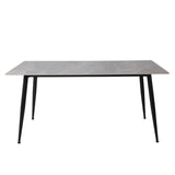 tavolo mila 160x90 top in ceramica effetto marmo grigio lucido con gambe in metallo nero, design pratico per cene e riunioni